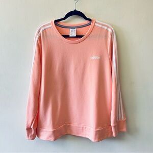 Adidas peach classic 3 stripe crewneck pullover fleece size XL